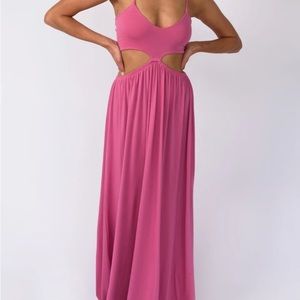 Skatie maxi dress w/ torso cutout, Pink, Size XS/S